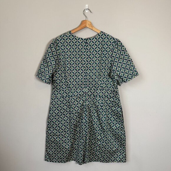 Boden Geometric Pattern Shift Mini Dress Womens 16/18R Green Short Sleeve Preppy - Picture 8 of 14